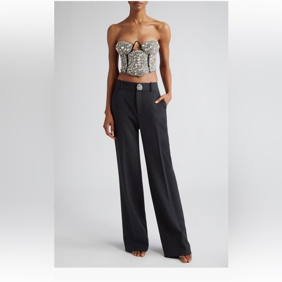 $1995 AREA Crystal Embroidered Bustier Top Black size XS See Measure On Picture - Picture 2 of 15